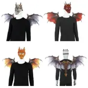 3D Dragon Wing & Mask Set Mardi Gras Costume Halloween Party Prop for Kids Adult