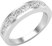 [Dazzlingrock Collection] 1.10 Carat (ctw) Princess White Diamond Ladies Wedding Stackable Contour Guard Ring Band in 14K White-Yellow-Rose Gold