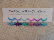 "DRAGONFLIES'' SET OF 6 HAND CRAFTED wine glass drink markers