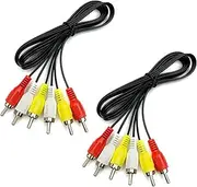 2Pcs 5ft Audio Video Cable, 3RCA to 3RCA Audio Video Composite AV Cable Compatible with VCR, Satellite and Home Theater receivers, Set-top Boxes, Speakers, amplifiers, DVD TVs (1.5m)