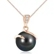 Tahitian Pearl Spiral Pendant with Diamonds