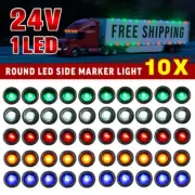 10Pcs 24V LED Round Mini indicator Side Marker Light Truck Trailer Caravan