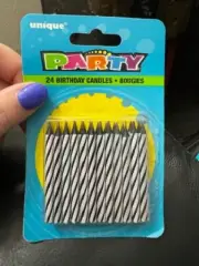 Unique Black/White 24ct. Birthday Candles Cake Decoration Party Supply New!!!