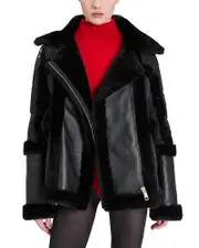 Nicole Benisti Garnier Shearling Trim Coat