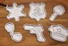 Police Theme Cookie Cutter & Embosser Cutter Set - Gun - Badge - Justice - Cuffs