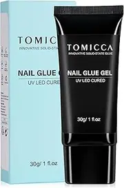 TOMICCA Nail Glue Nail Adhesive 30g Nail Tip Glue, Upgraded Gummy Gel for Fake Nails, Super Strong Hardening Gel Nail Glue Long Lasting for Carving, Decorative Nail Design and DIY Nails