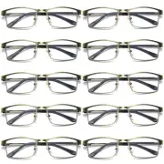 10 PK Mens Spring Hinge Metal Frame Blue Light Blocking Reading Glasses Readers