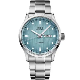 【MIDO 美度】官方授權 Multifort M Freeze 先鋒系列 80小時動力儲存機械錶-冰藍/42mm(M0384301104100)