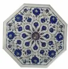 18'' White Marble Side Center Corner Coffee Table Top Mosaic Inlay Malachite V4