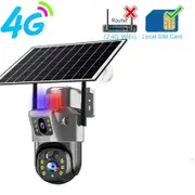 4G LTE security Camera Solar Panel Dual View Human Detection Two-Way Voice Red Blue Light Alarm Full Color Night Vision 360 Rotation APP Remote