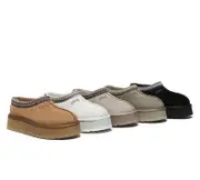 AUSTRALIAN SHEPHERD® UGG Slippers Sheepskin Wool Ankle Platform Tazzy Hippie - Black / AU Ladies 8 / AU Men 6 / EU 39
