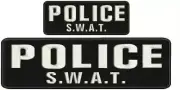 Police SWAT embroidery patch 3x10 and 2x5 hook on back white letters