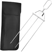 1Set Stainless Steel BBQ Fork Meat Roasting Skewer with Handle Design for Outdoor Grilling High Temperature Resistance Portable Barbecue Tool for Family and Camping Use
