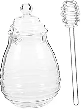 GREENADSCAPE 1 Set Glass Honey Jar with Random Lid Style Transparent Honey Storage Container with Stirring Rod for Kitchen Use and Hygienic Food Storage