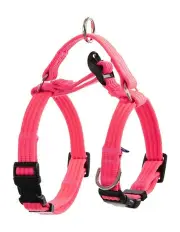 [Korea Collection] Medium Dog Double-Lined Straps Harness Adjustable No Pull in Neon Carol-Pink