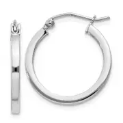 Sterling Silver Rhodium-Plated 2X20mm Square Tube Hoop Earrings