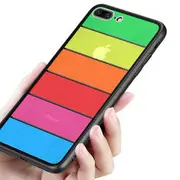 Bakeey Rainbow Scratch Resistant Tempered Glass Back Cover TPU Frame Protective Case For iPhone IPHONE 6 PLUS/6S PLUS Red