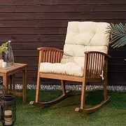 Costway Rocking Chair Cushion, Indoor Outdoor Adirondack Chair Cushion w/Fixing Straps, High Back Chair Cushion Rebound Foam for Outdoor Furniture (1, Beige, 116 x 56.5 x 12cm)