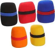 SEWACC 5pcs Thickened Sponge Microphone Covers Durable Mic Windscreen for Ktv Handheld Microphones Noise Reduction Comfortable Use Black Red Yellow Orange