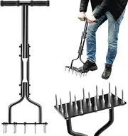 Lawn Aerator - Lawn Aerator for the Yard, Manual Floor Aerator | Manual Yard Plug Aerator, Durable Grass Aerator with 15 Metal Spikes, Efficient Ventilation Tool for