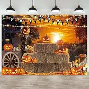 Hilioens 7x5ft Halloween Backdrop Hallowmas Eve Scary Horror Pumpkin Photography Background Horrible Scarecrow Party Banner Scary Photo