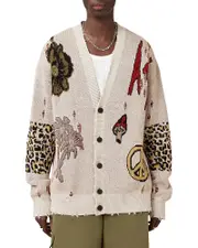 Allsaints Jay Graphic Cardigan Sweater