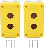 2 Sets Push Button Switch Control Station Box, 2 Holes Push Button Box, Water Resist Switch Case with Base for Industrial Machine