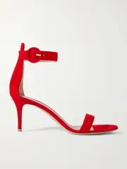 [Gianvito Rossi] Gianvito Rossi - Portofino 70 Suede Sandals - Red - IT38.5 IT 38.5 Red
