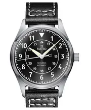 RATIO Skysurfer Pilot Black Sunray Dial Leather Automatic RTS314 200M Mens Watch