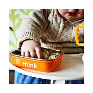【thinkbaby】雙層隔熱304不鏽鋼兒童環保餐具組(橘色)
