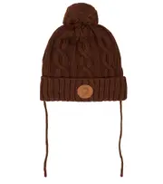 [Mini Rodini] Mini Rodini Penguin cable-knit cotton beanie Inch 20.5 brown