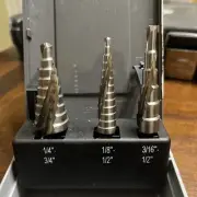 Hertel 1/8 to 3/4", 118° Point, Bright Finish, HSS Step Drill Bit Set 3 Piece...