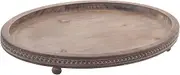 FESTWIND Decorative Oval Wooden Tray for Coffee Table Decor, Kitchen Dining, Entryway - Small Beaded Holiday Tray, Distressed Brown