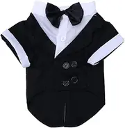 Dog Wedding Dress Costume Roleplay Costume Dog Shirt British Style Pet Dog Wedding Tuxedo Clothes Suit with Bow Tie Gentleman Garment Formal Party Puppy Outfits Dress