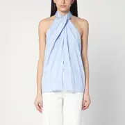 [Stella McCartney] Light blue top with panel and halter neckline 42 IT Light blue