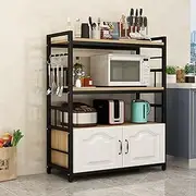 Kitchen Bakers Rack Storage Cabinet,Metal Storage Shelves,Microwave Stand, Buffet Cabinet with Adjustable Shelves and Doors,for Dining Room Living Room Kitchen (Color : White, Size : 120x35x120cm)