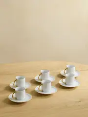 [L'Objet] L'Objet - Neptune Set Of Six Gold-plated Porcelain Espresso Cups And Saucers - White - One size One size White
