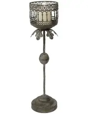 [Willow & Silk] Baroque Pillar Candle Holder in Distressed Grey