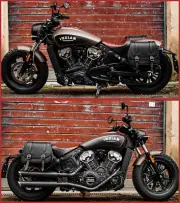 LEATHER SADDLEBAGS FOR 2018-2024 INDIAN SCOUT BOBBER, ROUGE RIGHT&LEFT SIDE