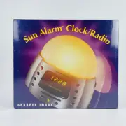 Sharper Image Sun Alarm Clock AM/FM Radio 10min Snooze Reading Lamp & Dimmer