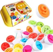 Matching Eggs Color Number Fruit Shape Recognition Sorting Counting Montessori Toys Fine Motor Skill Early Learning Child-Safe Educational Toys for Babies Kids and Toddlers (6 Eggs) (Numbers)