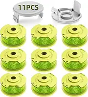 YWTESCH Trimmer String for Ryobi One Plus+ AC80RL3,11 FT/0.080-Inch，Spool Replacement Compatible with Ryobi 18v, 24v, and 40v Cordless Trimmers (9 Pack Trimmer Line & 2 Pack Trimmer Cap)