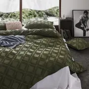 CleverPolly Microfibre Tufted Quilt Cover Set - Khaki Green