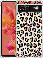 [GlamCase] Clear Case for Google Pixel 6 5G, Google Pixel 6 5G Clear Case - Leopard Skin Multicolor Pattern Design Printed Clear Shockproof Protective Designer Back Clear Case/Cover for Pixel 6