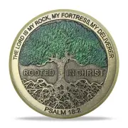 Tree Of Life Bible Religious Faith Coins Psalm 18:2 Root In Christ Prayer Coin