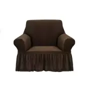 1-Seater Coffee Sofa Cover with Ruffled Skirt Couch Protector High Stretch Loung