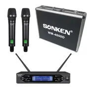 Sonken WM-4000D PRO: 200-Channel 2 UHF Wireless Microphones with Receiver and Carry Case