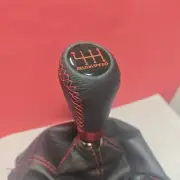 MS RED STITCHES LEATHER 6S SHIFT GEAR KNOB for MAZDA 2 3 5 6 CX-3 CX-5 MX5 MIATA (for: Mazda)