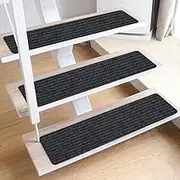 TreadSafe Carpet Stair Treads Non-Slip | 8"x30" Set of 15 | Charcoal Black | Non Slip Backing | Non Slip Stair Runner for Safety and Grip for Kids Elders and Dogs
