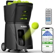 PUSUN PT-SMART Professional Tennis Ball Machine - Smart APP Control, 75MPH Max Speed, 20 Landing Points & 12 Modes, Portable Auto Tennis Server with TopSpin/BackSpin (4-6H Battery, 100+ Balls) (Black)